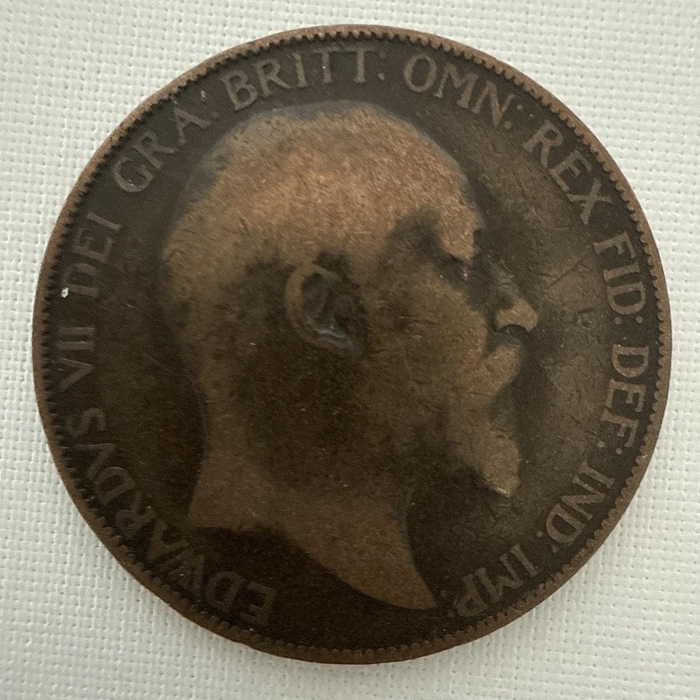 GREAT BRITAIN PENNY 1907 EDWARD‎ VII DEI GRA.BRITT.OMN.REX FID.DEF.IND. I